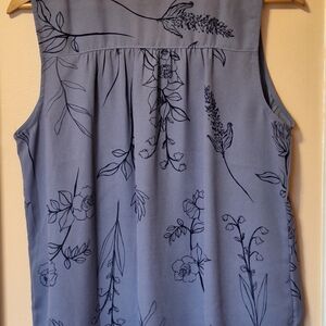 Apt. 9 Botanical Print Sleeveless Top - Blue